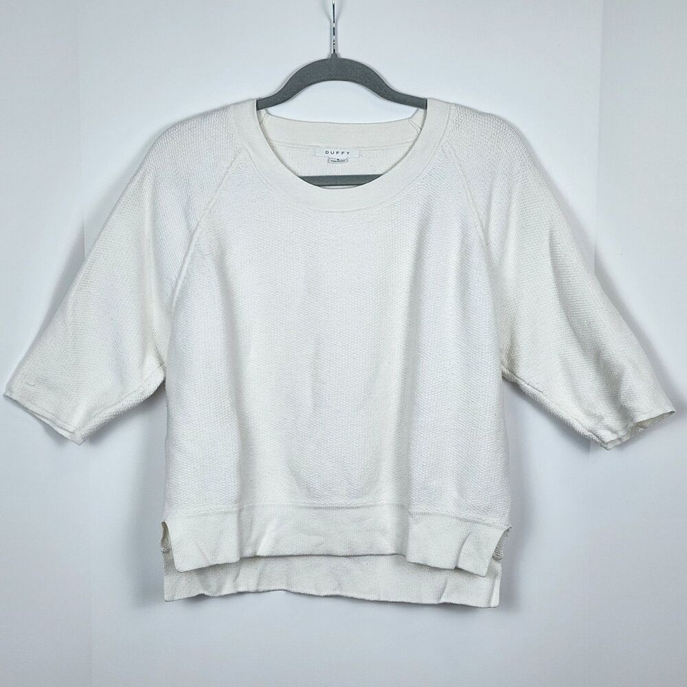 Duffy Cotton Cashmere Short Sleeve Sweater Size S